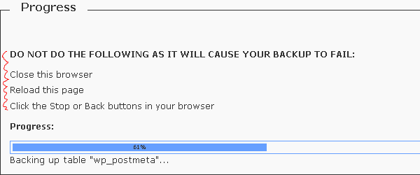 Wordpress 备份插件执行时