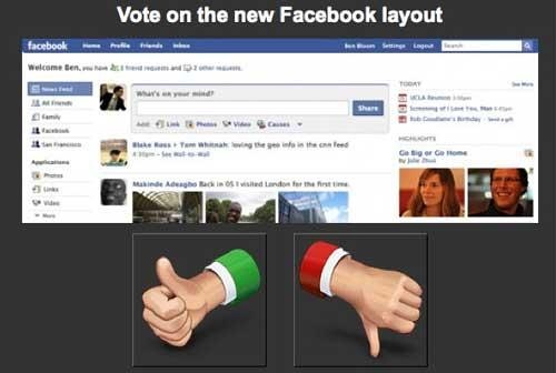 Facebook改版页面截图及投票入口