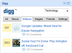 iGoogle module tabs screen shot.