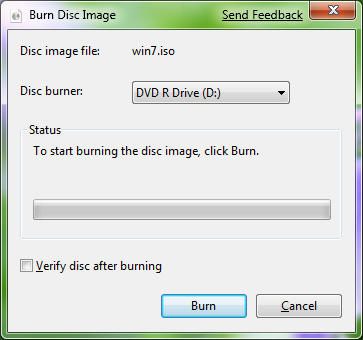 You can burn an ISO image to disk with this built-in utility in Windows 7.